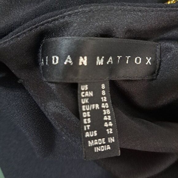 Aidan Mattox Trapeze Cocktail Dress Women's Black Embellished Party Sz 8 - Picture 8 of 9